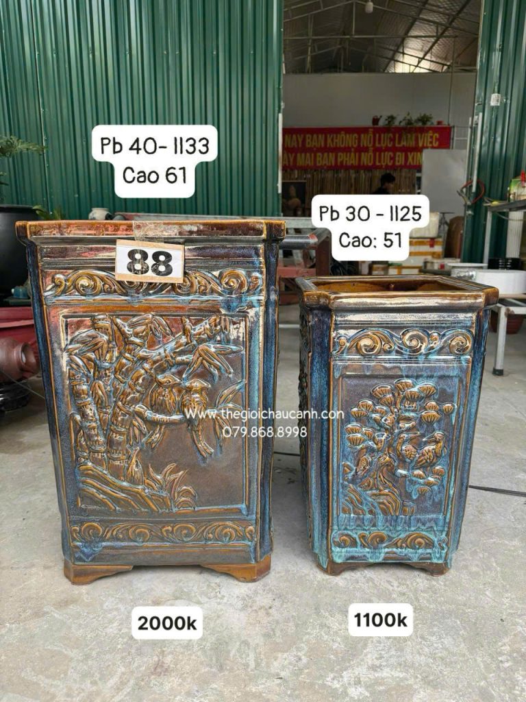 BỘ 2 CHẬU ỐNG MIỆNG VUÔNG SIZE 30-40