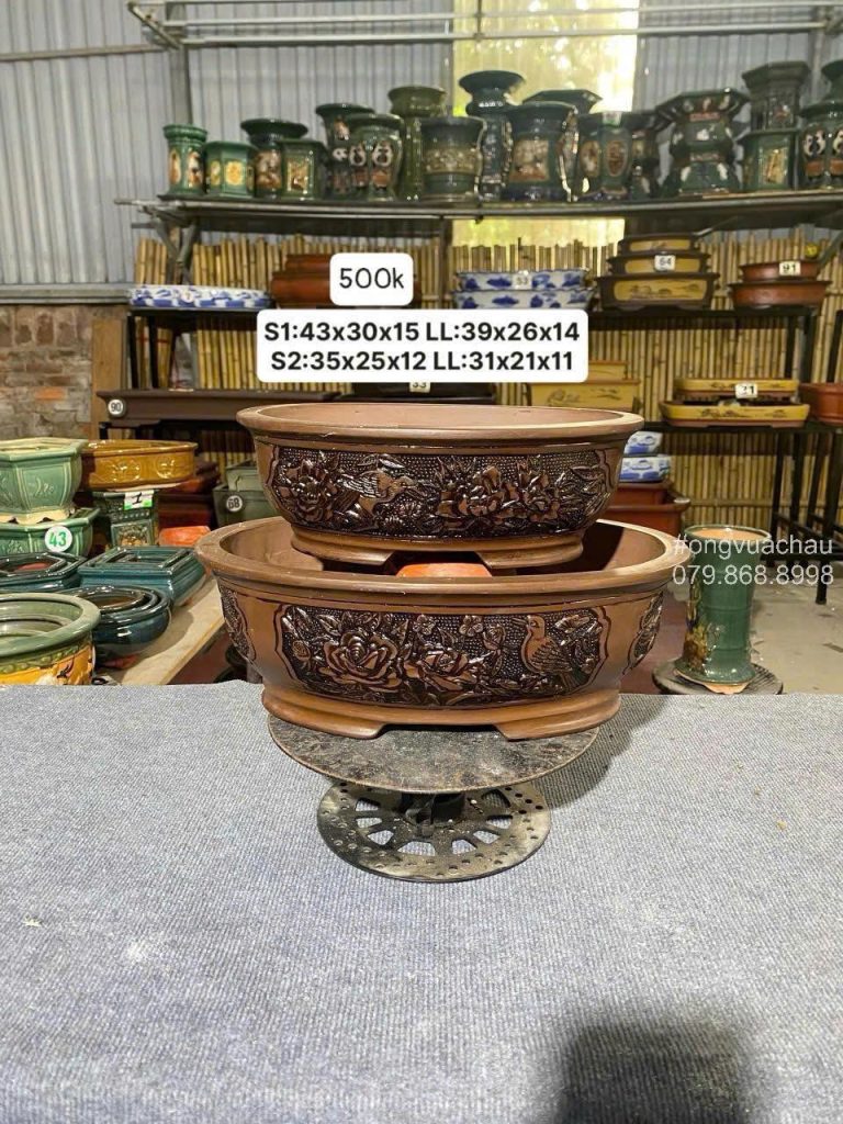 BỘ CHẬU TÀU OVAL HOẠ TIẾT NỔI SIZE 35-43