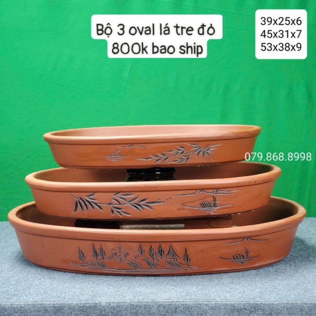 BỘ 3 CHẬU OVAL SIZE 39-43-53cm