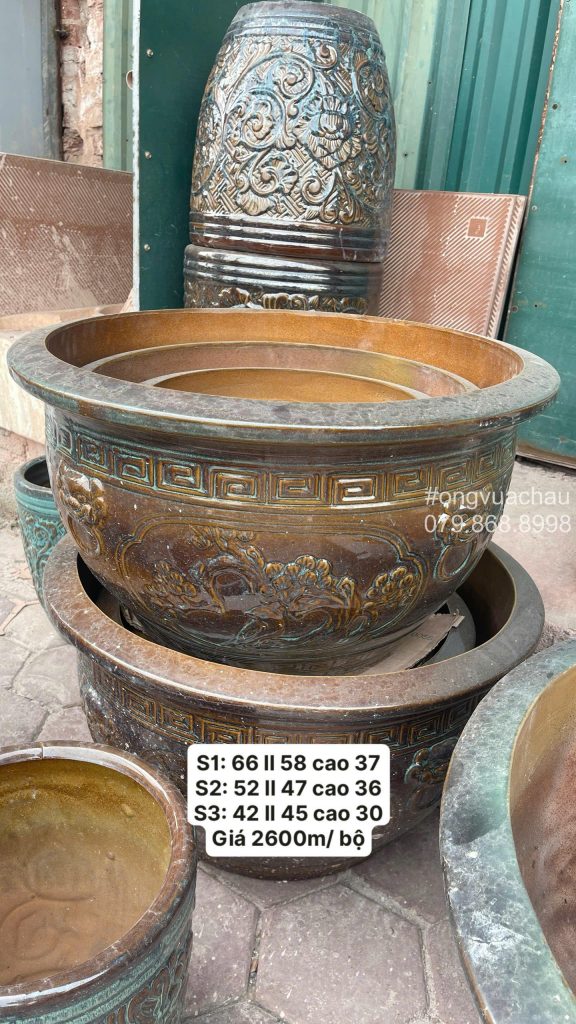 BỘ 3 CHẬU MIỆNG TRÒN SIZE 42-52-66CM