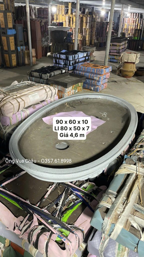 CHẬU TÀU OVAL MEN RẠN TRẮNG SIZE 90X60X10CM