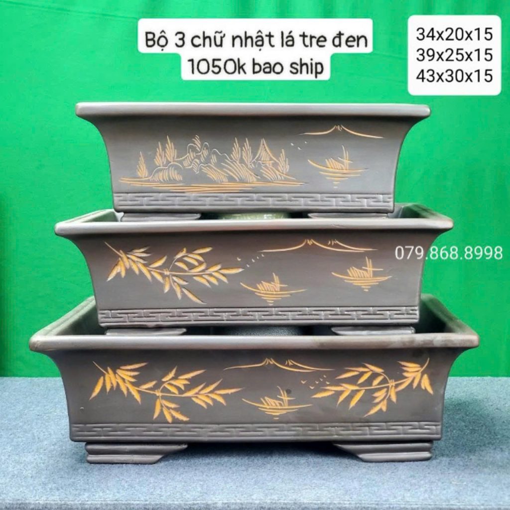 BỘ 3 CHẬU CHỮ NHẬT SIZE 34-39-43CM