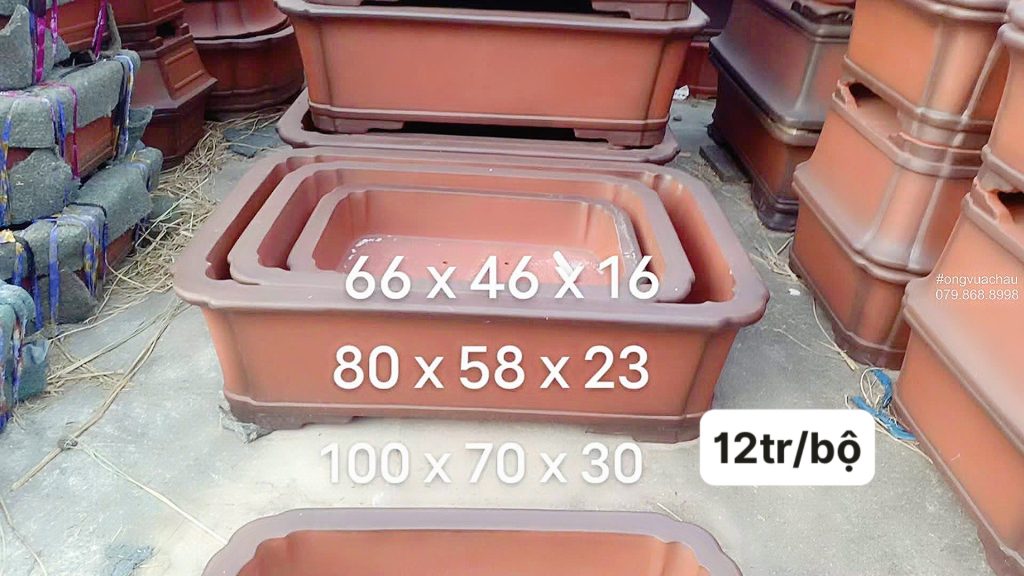 BỘ 3 CHẬU TÀU CHỮ NHẬT SIZE 66-80-100CM