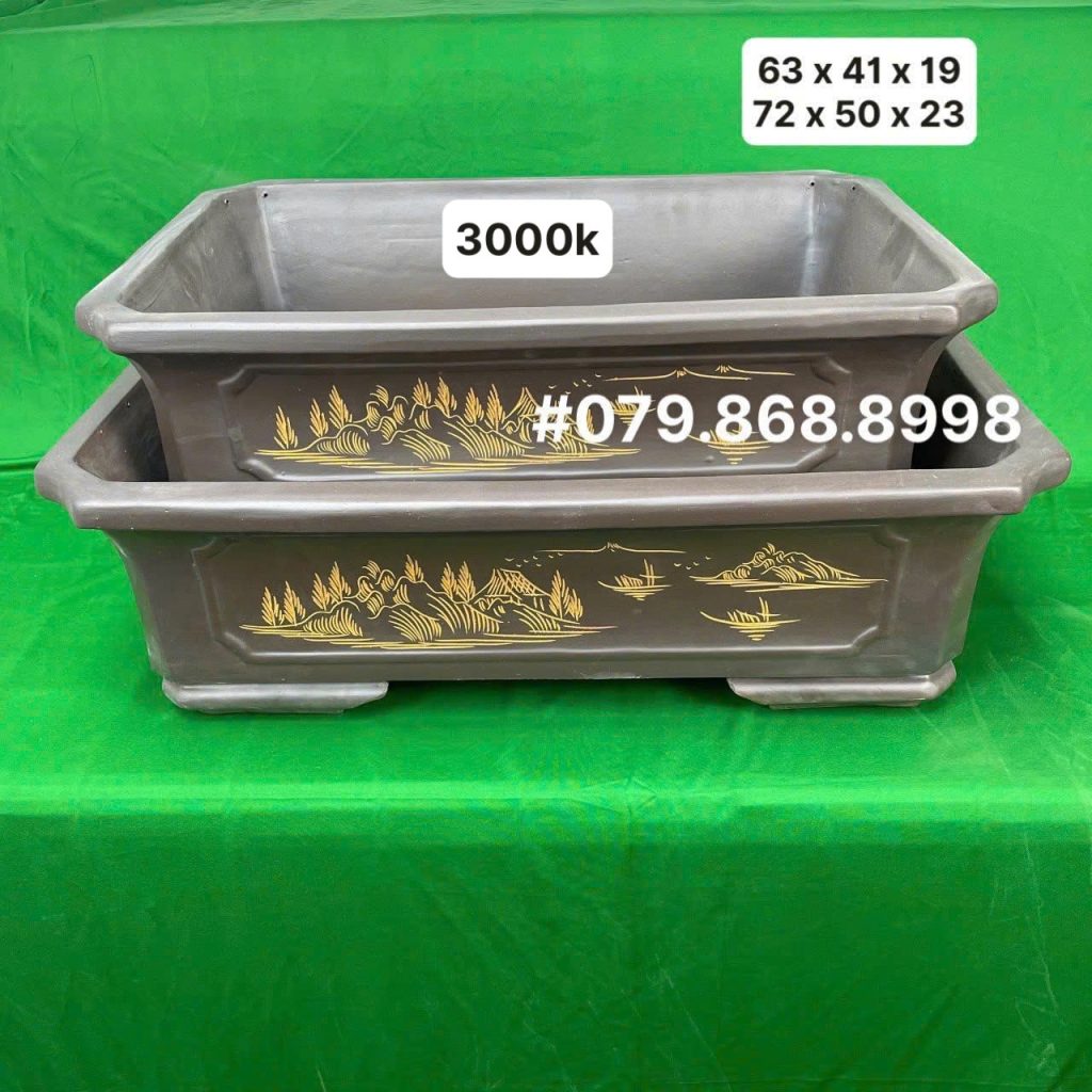 BỘ 2 CHẬU TÀU CHỮ NHẬT SIZE 63-72CM