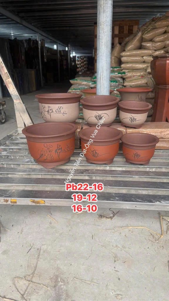 Bộ 3 chậu tròn tàu nhỏ 22x16, 19x12, 16x10cm