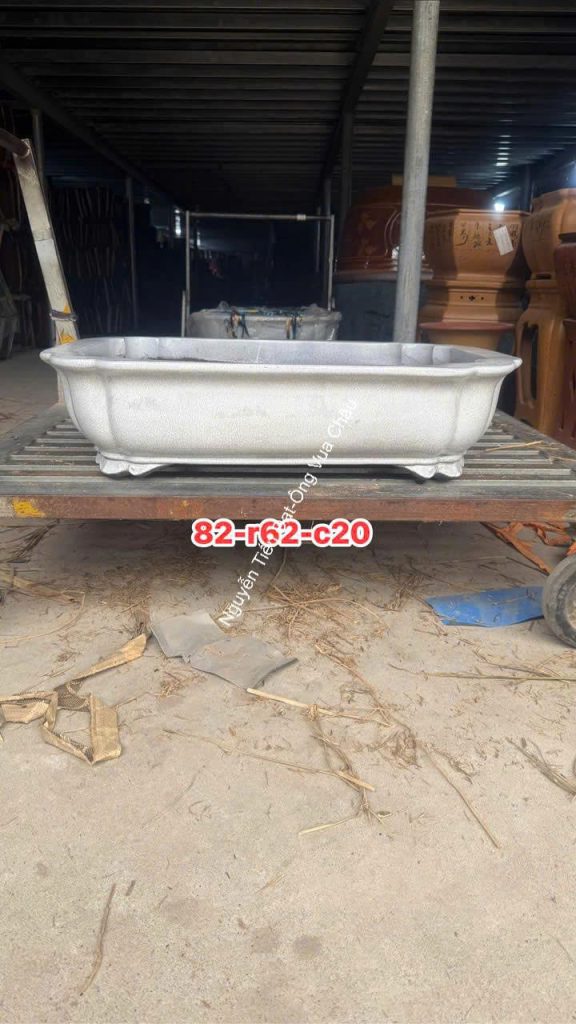 Chậu chữ nhật miệng mây men rạn 82x62x20cm
