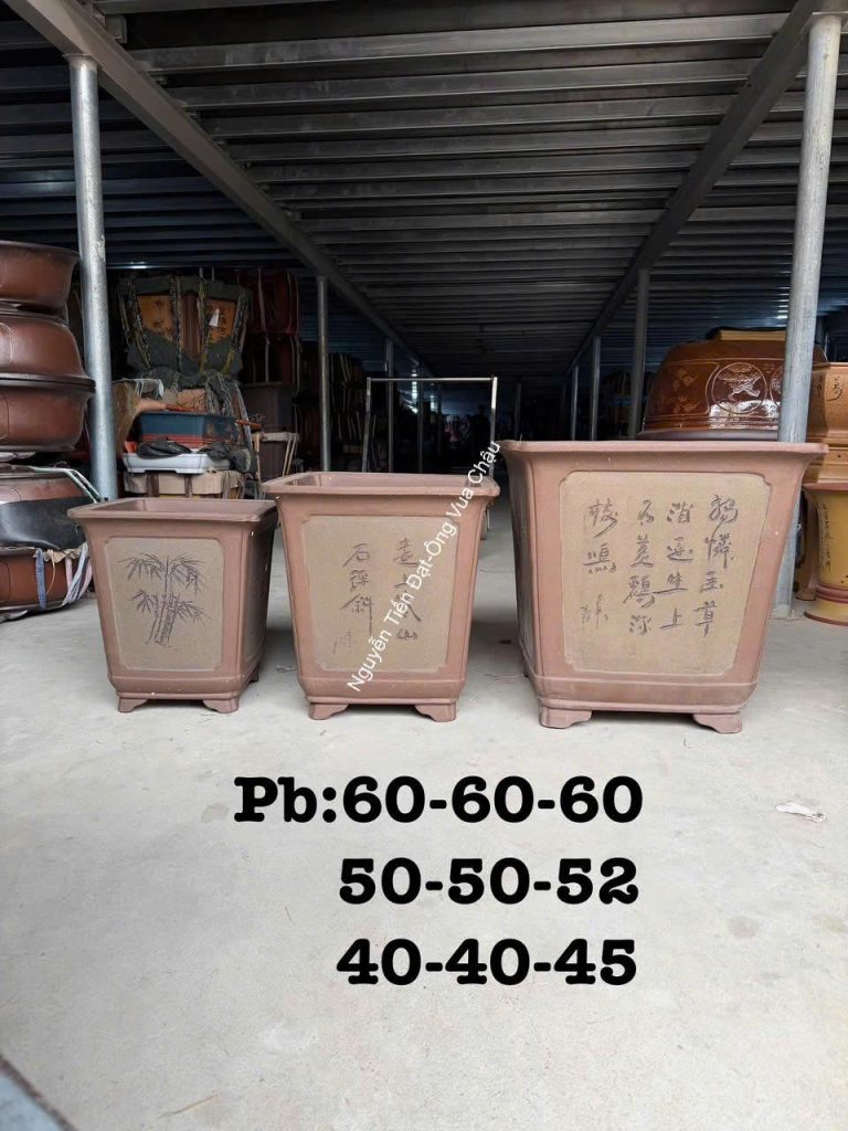 Bộ 3 chậu Vuông cao 60x60, 50x52, 40x45cm