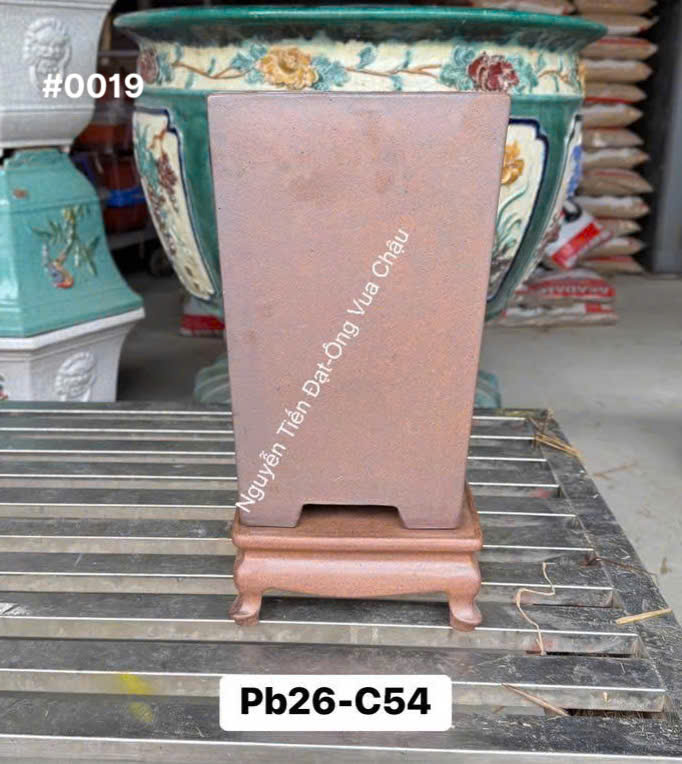Bộ chậu vuông cao trơn kèm chân đế 26x54cm