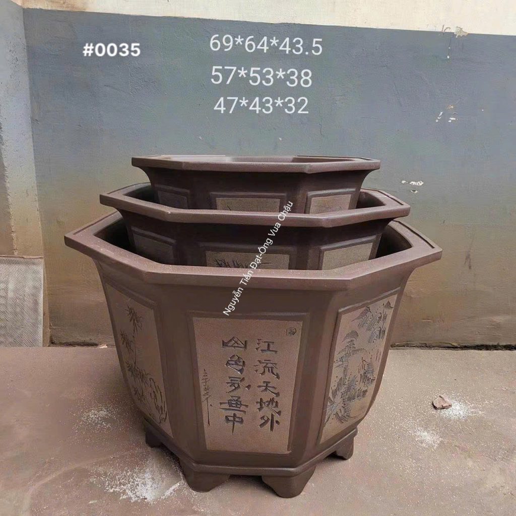 Bộ 3 chậu lục giác ớn 64x44, 53x38, 43x32cm